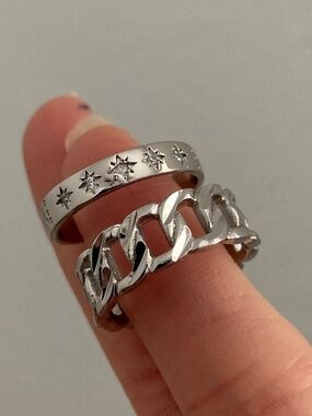 CHILD OF WILD SZ8 Ring SET Silver Stackable layering cocktail Rings Silver Set